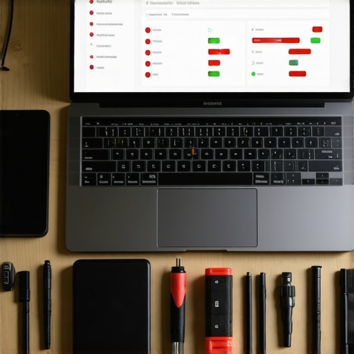 IT professional tools and hardware monitoring software displayed on a laptop screen for PC maintenance.