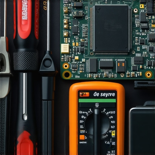 A high-quality precision toolset and multimeter used for laptop and computer motherboard repairs
