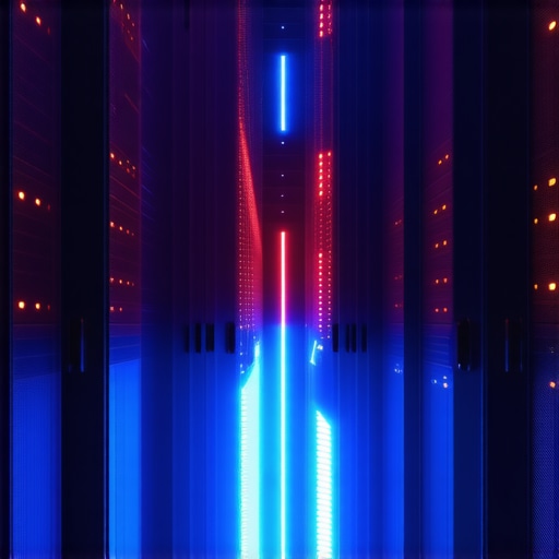 Close-up of server rack LEDs in a dark secure data center environment.