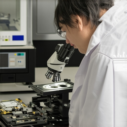 IT expert performing data recovery on a hard drive in a controlled environment