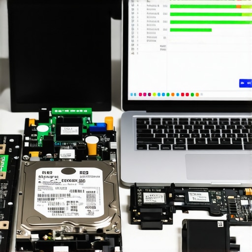 A technician using advanced software to scan an unallocated hard drive for lost partitions.