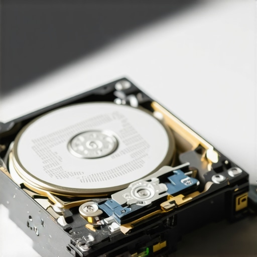 A close-up of hard drive internals during a data recovery procedure