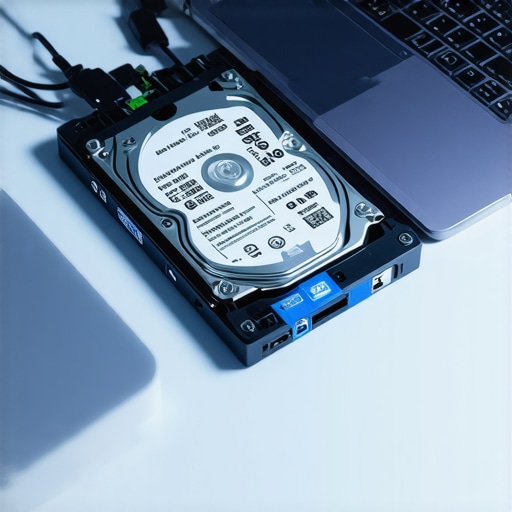 A hardware write-blocker being used to safely recover data from a hard drive without writing new data to the disk.