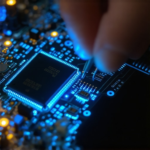 Close up of an SSD controller chip and motherboard components representing professional data recovery and hardware repair.