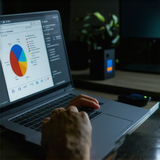 A technician using software tools to fix screen ghosting on a modern laptop