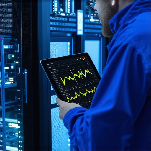 Technician checking server hardware health in a data center