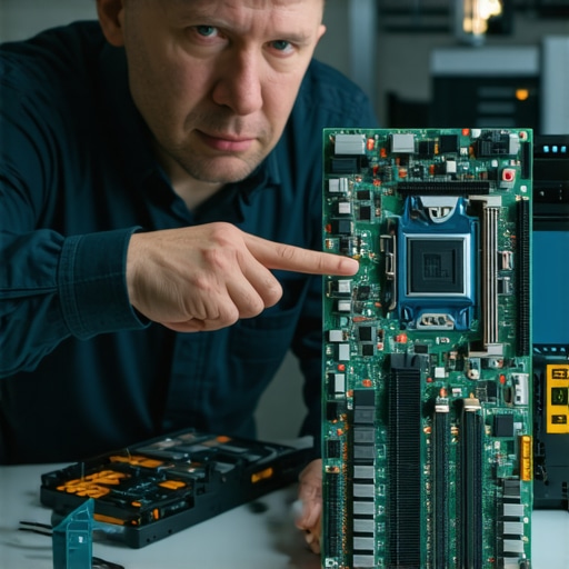 A technician inspecting a damaged motherboard to prevent data loss.