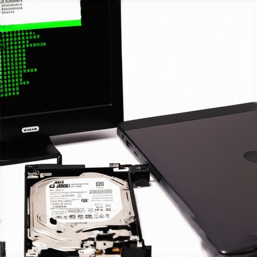 Professional technician using a hardware write-blocker to safely recover data from a failing drive.
