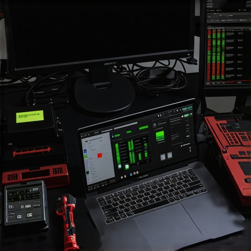 Close up of a disassembled laptop and hardware diagnostic tools on an anti-static mat.