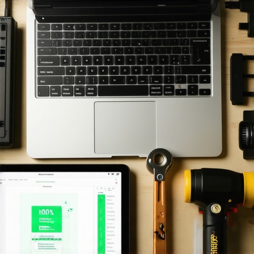 Close up of laptop repair tools and hardware diagnostic software