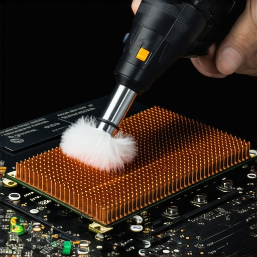 Technician cleaning laptop internal components to prevent overheating.