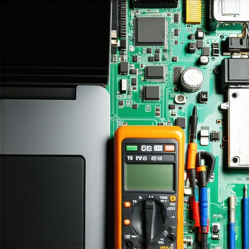 Professional Laptop Diagnostics Toolset Measuring voltage on a laptop motherboard with a digital multimeter