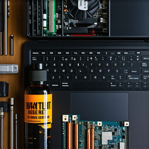 Close up of laptop internal maintenance and cleaning tools