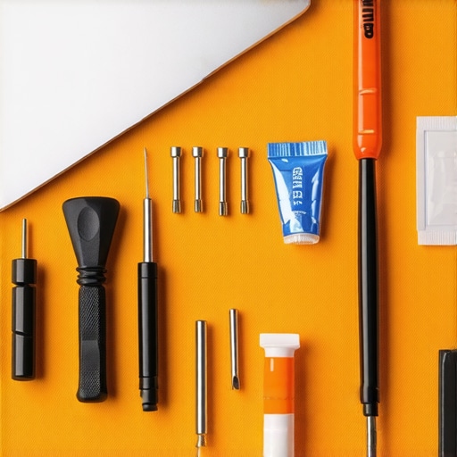 Close-up of professional repair tools like precision drivers and spudgers on an anti-static mat for laptop maintenance.