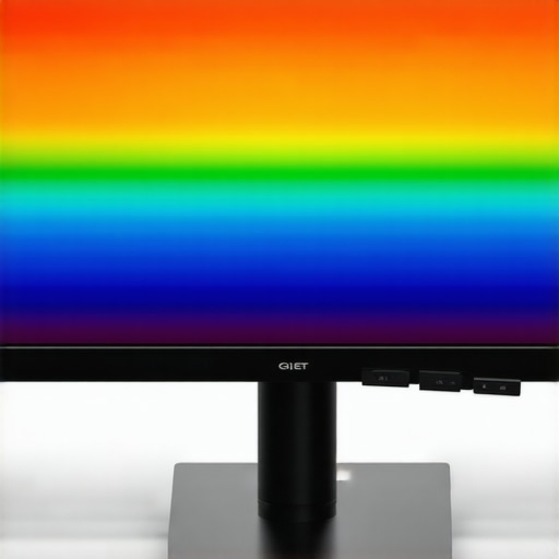 A technician using a hardware colorimeter to calibrate a computer display for color accuracy after an update.