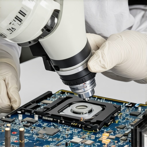 Professional SSD Data Recovery Process A specialist performing hardware-level data recovery on a damaged solid state drive in a cleanroom environment.