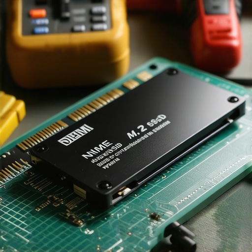 A modern SSD being inspected with professional data recovery tools on an anti-static mat.