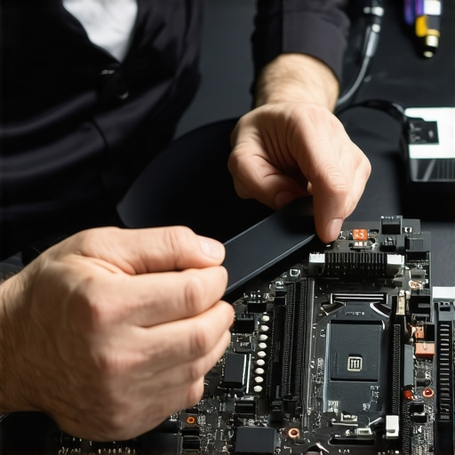 Technician installing an NVMe SSD into a computer motherboard as part of a hardware maintenance and scaling strategy.