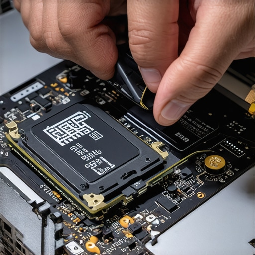 Technician checking M.2 SSD health using professional tools during a maintenance session.