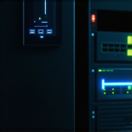 A rack-mounted UPS providing clean power to a network switch in a server room.