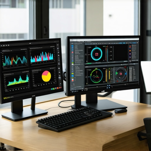 Professional hardware health and thermal monitoring setup A high-tech monitoring station used by IT professionals to track server and workstation health.