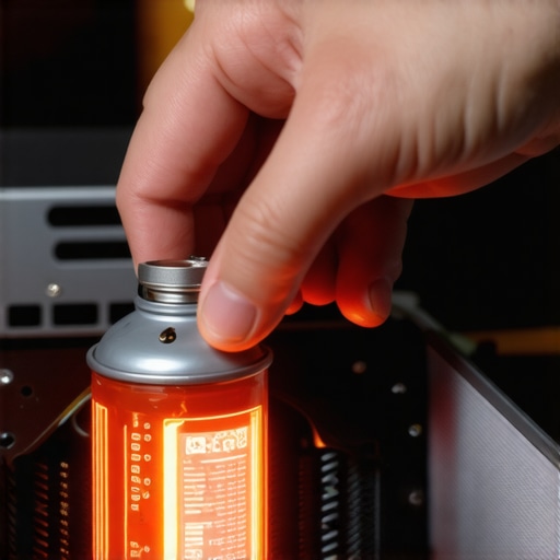 Technician cleaning a laptop fan with compressed air to prevent thermal throttling.
