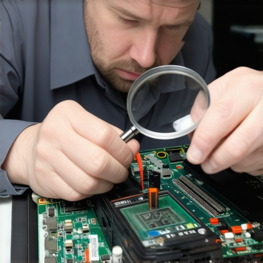 Technician performing advanced hardware diagnostics on a laptop motherboard