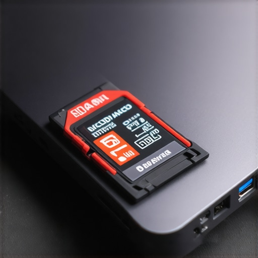 SD card inserted into a laptop for file recovery without formatting