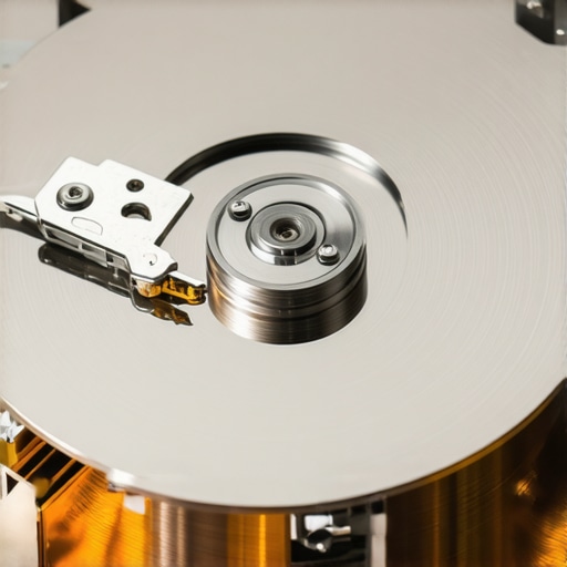 Close up of a damaged hard drive platter showing mechanical failure and scratches.