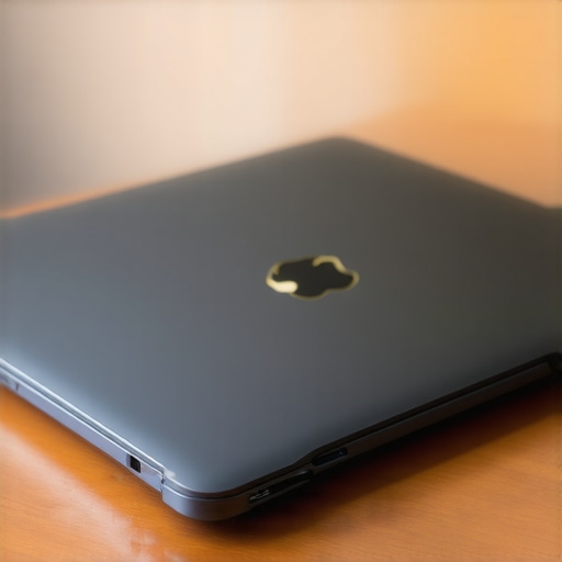 Close-up of a laptop with a bulging chassis caused by a swollen lithium-ion battery