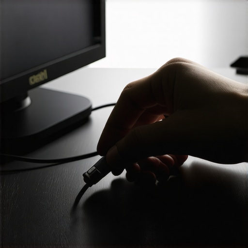 Spotting a Hidden USB Keylogger Close-up of a hardware keylogger device inserted into a PC port behind a desk.