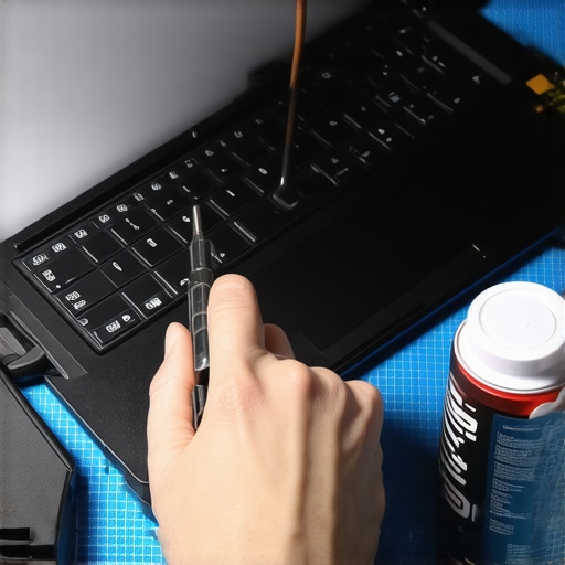 Hands repairing a laptop and applying cooling solutions