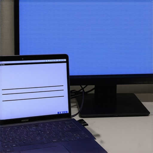 Comparing a flickering laptop screen with horizontal lines to a clear external monitor output to diagnose GPU failure.