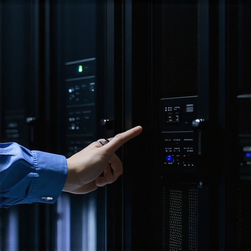 Technician performing a touch test on a vibrating server chassis