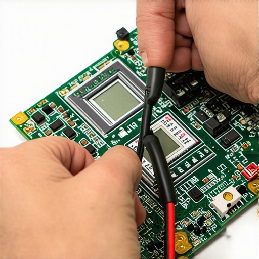 Professional testing a laptop power port with a multimeter