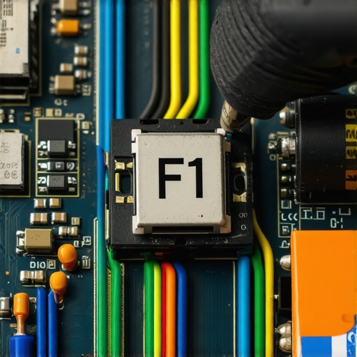 Macro view of a technician testing a motherboard fuse to fix a dim laptop screen