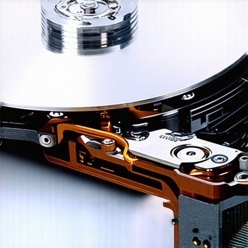 Close-up of a hard drive platter and read-write head showing the complexity of physical data recovery.