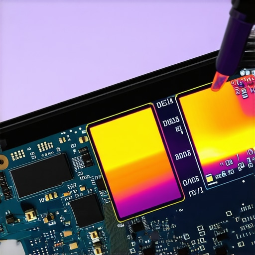 Close up of a laptop bezel being tested for heat issues causing screen lines