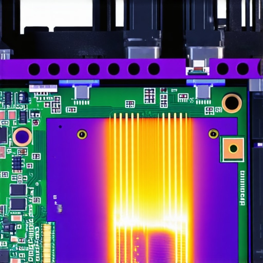A thermal camera identifying hotspots on a motherboard circuit board