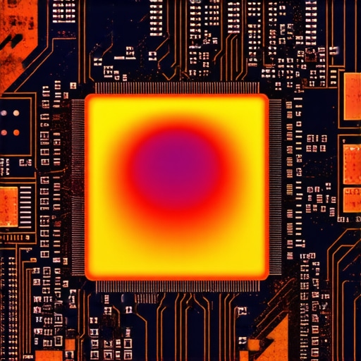A thermal camera showing heat signatures on a computer motherboard to identify failing components.