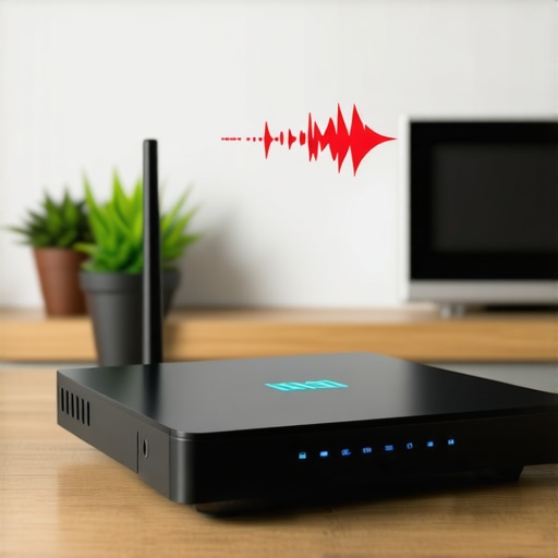 Visual representation of how a microwave disrupts a WiFi router signal in an office setting.